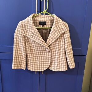 Banana Republic Houndstooth Blazer - Cream and Tan